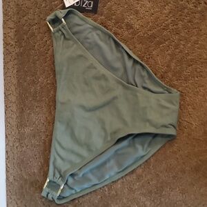 Womens IBIZA Swimwear Olive Ribbed Swimsuit Bottoms Size 1X 2X High Waisted NWT